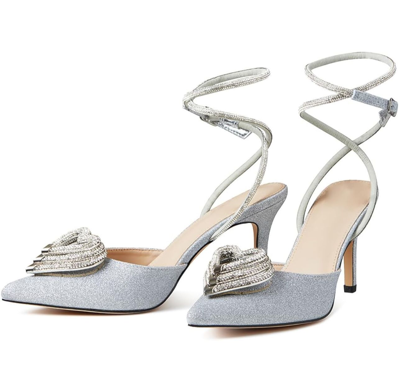 Louny Store Women’s Sandals Pointed Toe Ankle Strap Wedding Party Pumps