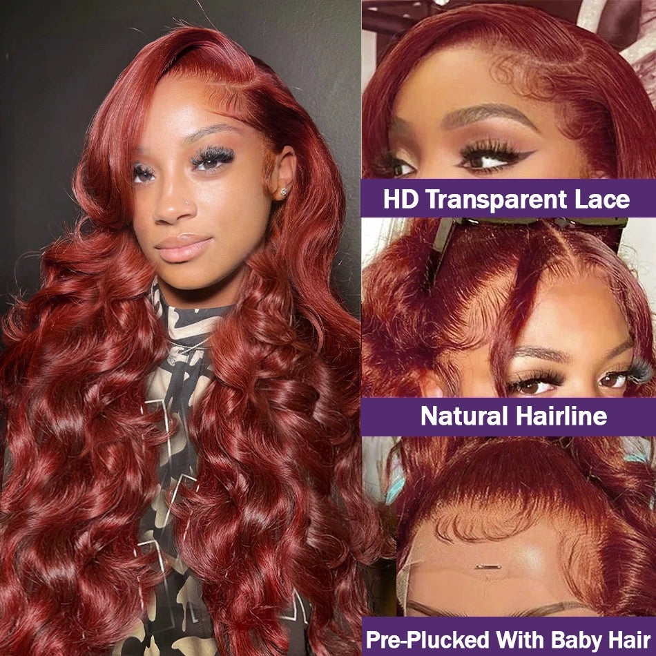 LOUNYSTORE Brown Body Wave Lace Frontal 100% Human Hair wig 13x4 13x6 HD Lace