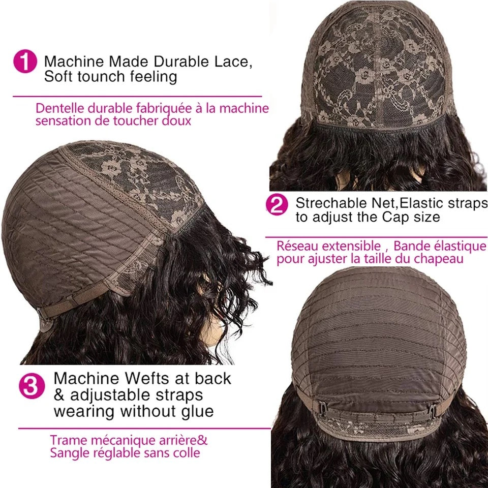 Afro Kinky Curly Human Hair Wigs with Bangs Wear to go Glueless Wig 250 Density Remy Brazilian Short Curly