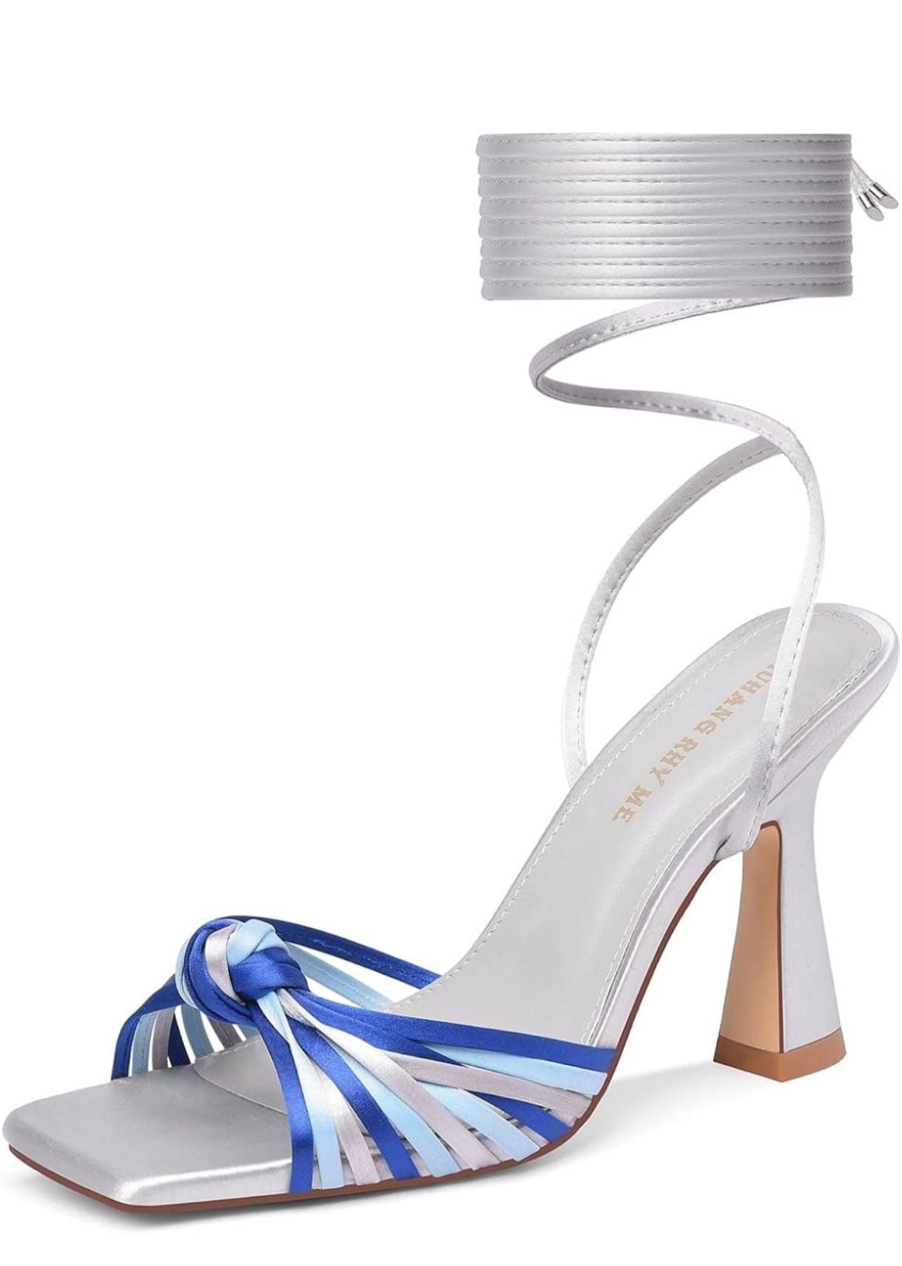 LounyStore Women's Square Toe Strappy Lace-Up Sandals