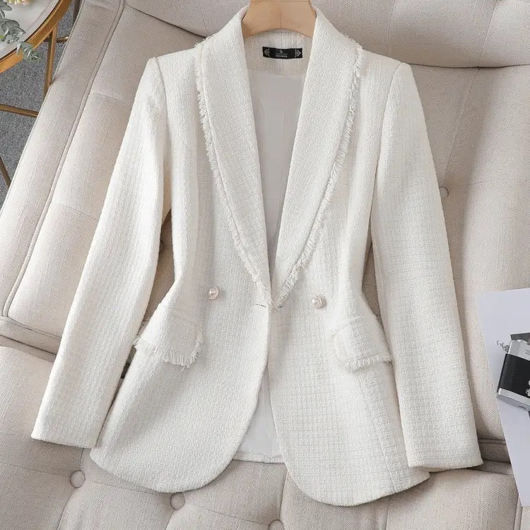 Blazer long sleeve top for women Elegant color blue