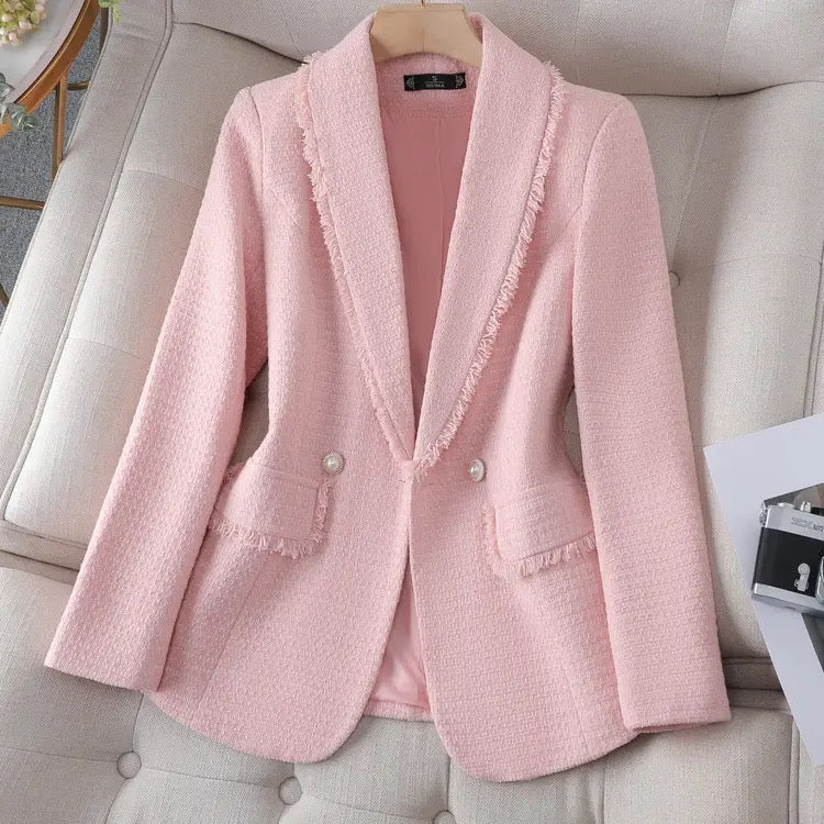 Blazer long sleeve top for women Elegant color blue