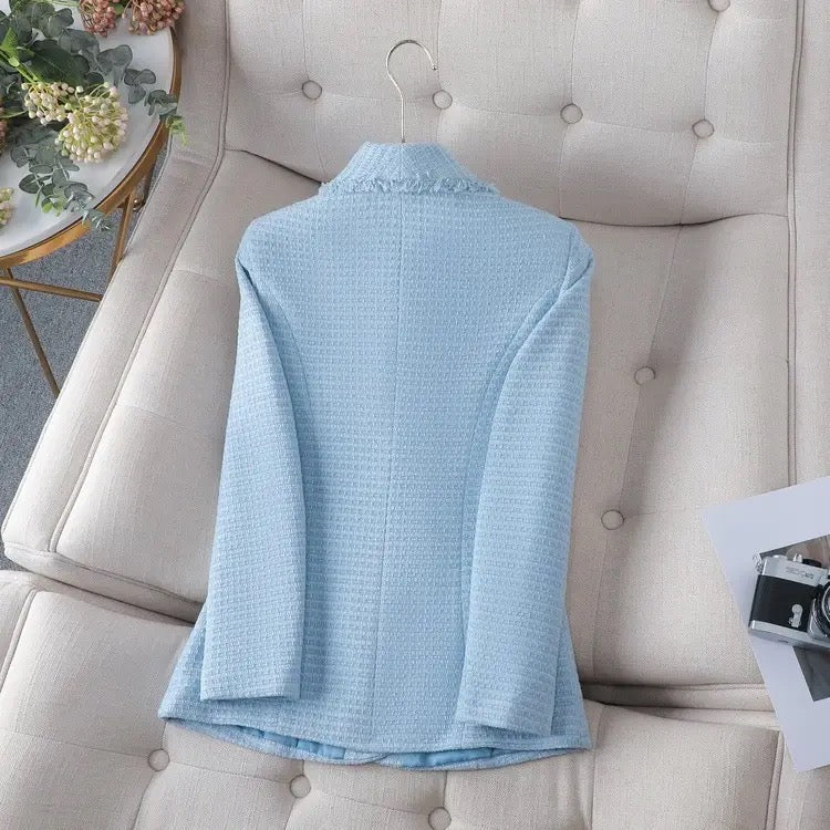 Blazer long sleeve top for women Elegant color blue