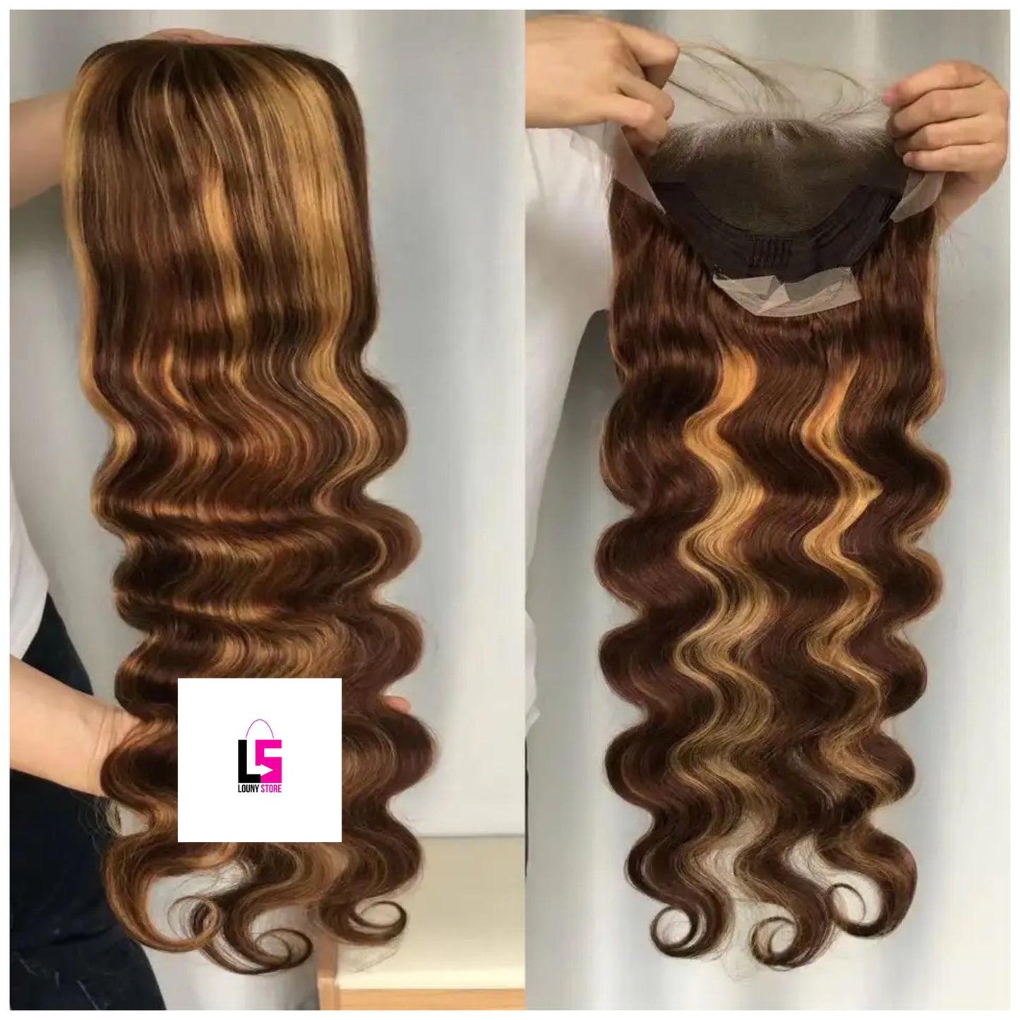 Body Wave Human Hair 13x4 Lace Frontal Wig P4/27 Color Highlights Transparent Lace Wigs 100% Brazilian Natural Human Hair For Women